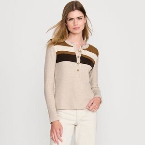 Lands' End Long Sleeve Colorblock Henley